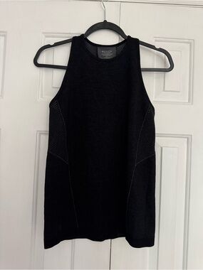 ATHLETA Black Mesh-Panel Racerback Tank